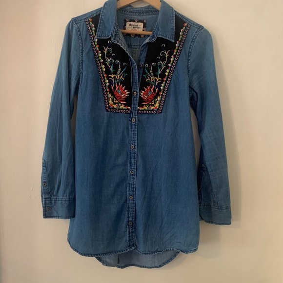 Anthropologie Holding Horses Chambray Tunic Top 4 - Picture 5 of 8